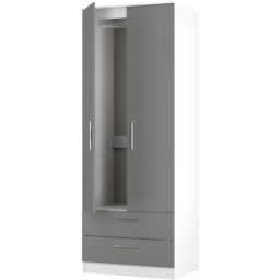 Crowndale Contrast 2 Door 2 Drawer Dusk Grey and White Tall Wardrobe Ready Assembled - Dusk Grey & White - Wilko - thumbnail 6