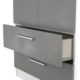 Crowndale Contrast 2 Door 2 Drawer Dusk Grey and White Tall Wardrobe Ready Assembled - Dusk Grey & White - Wilko - thumbnail 7