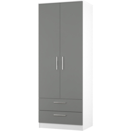 Crowndale Contrast 2 Door 2 Drawer Dusk Grey and White Tall Wardrobe Ready Assembled - Dusk Grey & White - Wilko - thumbnail 4
