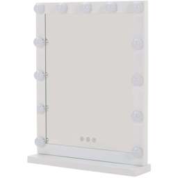 Living and Home Hollywood Style Lighted Rectangular Makeup Mirror with Base - Size: 54.5 x 42 x 12cm - White - Wilko - thumbnail 1
