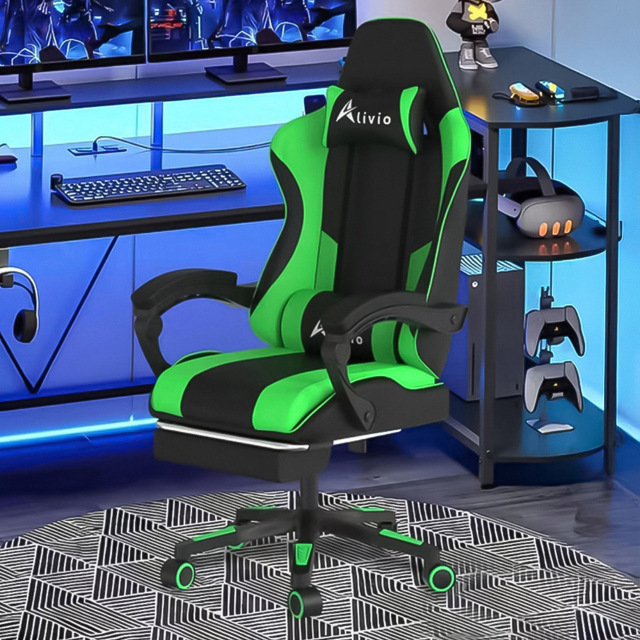 Alivio Green Ergonomic Massage Gaming Chair - Size: 124 x 65.5 x 62cm - Wilko - image 1