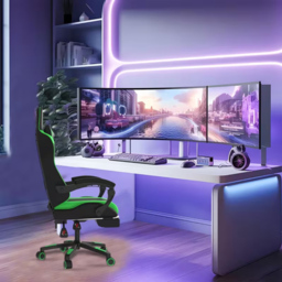 Alivio Green Ergonomic Massage Gaming Chair - Size: 124 x 65.5 x 62cm - Wilko - thumbnail 5