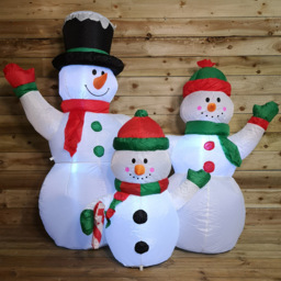 Samuel Alexander Snowman Family Lit Inflatable Christmas Decoration 5ft - Size: 150 x 80 x 80cm - White - Wilko