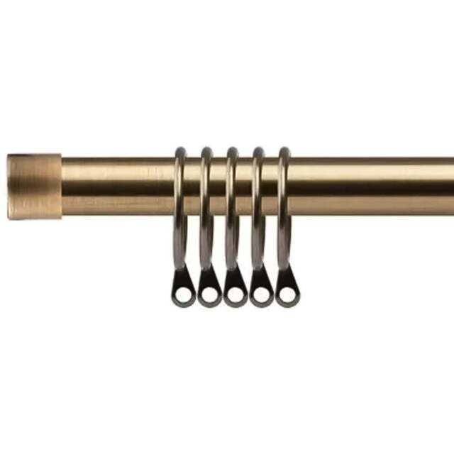 New Edge Blinds 160-300cm Extendable Brass Fenton Metal Curtain Pole - Size: 160 - 300cm - Gold - Wilko - image 1