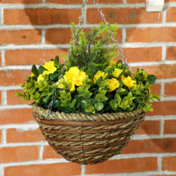 Portland Artificial Yellow Lisianthus Flower Hanging Planter 2 Pack - Size: 34 x 25 x 25cm - Wilko - thumbnail 4