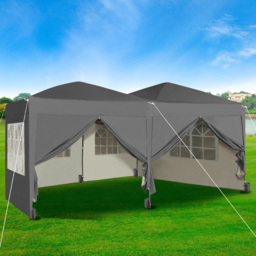 Grey 3 x 6m Pop Up Gazebo with Weight Bags and Removable Side - MCC - Wilko
