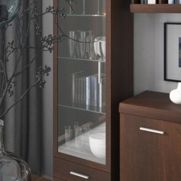 Florence Imperial Single Door 2 Drawer Dark Mahogany Narrow Glazed Cabinet - Size: 37 x 50 x 195cm - Red - Furniture to Go - Wilko - thumbnail 7