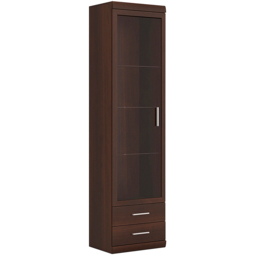 Florence Imperial Single Door 2 Drawer Dark Mahogany Narrow Glazed Cabinet - Size: 37 x 50 x 195cm - Red - Furniture to Go - Wilko - thumbnail 3