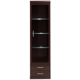 Florence Imperial Single Door 2 Drawer Dark Mahogany Narrow Glazed Cabinet - Size: 37 x 50 x 195cm - Red - Furniture to Go - Wilko - thumbnail 5