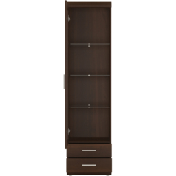 Florence Imperial Single Door 2 Drawer Dark Mahogany Narrow Glazed Cabinet - Size: 37 x 50 x 195cm - Red - Furniture to Go - Wilko - thumbnail 4