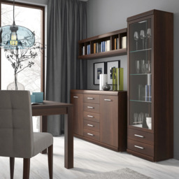 Florence Imperial Single Door 2 Drawer Dark Mahogany Narrow Glazed Cabinet - Size: 37 x 50 x 195cm - Red - Furniture to Go - Wilko - thumbnail 6