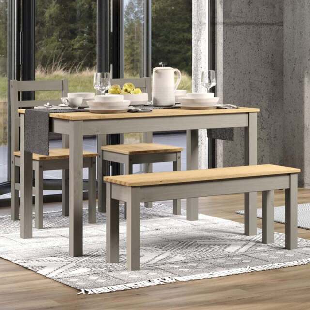 Core Products Corona Linea 4 Seater Dining Table Bench Set Grey - Wilko - image 1