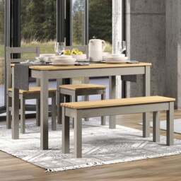 Core Products Corona Linea 4 Seater Dining Table Bench Set Grey - Wilko - thumbnail 1