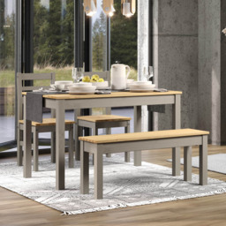Core Products Corona Linea 4 Seater Dining Table Bench Set Grey - Wilko - thumbnail 6