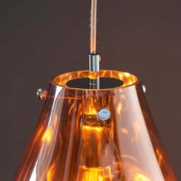 Merano Perugia Small Metallic Glass Copper Pendant Ceiling Lamp - Size: 22 x 22 x 157cm - Chrome - Wilko - thumbnail 5