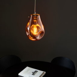 Merano Perugia Small Metallic Glass Copper Pendant Ceiling Lamp - Size: 22 x 22 x 157cm - Chrome - Wilko - thumbnail 7