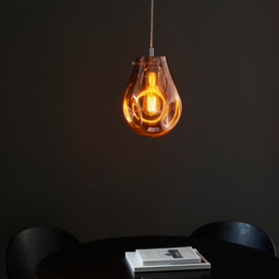 Merano Perugia Small Metallic Glass Copper Pendant Ceiling Lamp - Size: 22 x 22 x 157cm - Chrome - Wilko - thumbnail 6