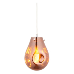 Merano Perugia Small Metallic Glass Copper Pendant Ceiling Lamp - Size: 22 x 22 x 157cm - Chrome - Wilko - thumbnail 4