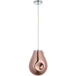 Merano Perugia Small Metallic Glass Copper Pendant Ceiling Lamp - Size: 22 x 22 x 157cm - Chrome - Wilko - thumbnail 1