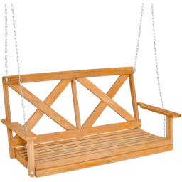 Costway 2 Seater Natural Garden Swing Chair - Size: 137 x 74 x 13cm - Cream - Wilko - thumbnail 3