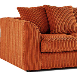Luxor 4 Seater Orange Jumbo Cord Scatter Back Sofa Suite - Wilko - thumbnail 5