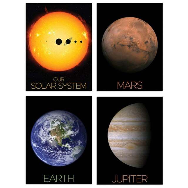 Artery8 Solar System and Planets Wall Art Print 30 x 41cm 4 Pack - Size: 40.5 x 30.5 x 0.3cm - Multi - Wilko - image 1