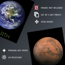 Artery8 Solar System and Planets Wall Art Print 30 x 41cm 4 Pack - Size: 40.5 x 30.5 x 0.3cm - Multi - Wilko - thumbnail 5
