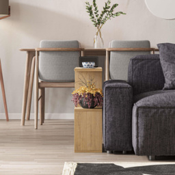 Decortie Homemania 4 Shelf Oak Wooden Side Table - Size: 60 x 60 x 19.5cm - Cream - Wilko - thumbnail 6