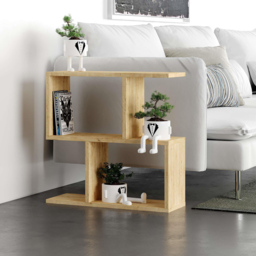 Decortie Homemania 4 Shelf Oak Wooden Side Table - Size: 60 x 60 x 19.5cm - Cream - Wilko - thumbnail 5