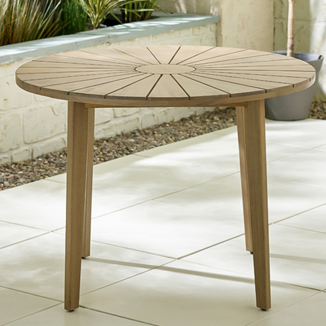 Furniturebox Jarrow 4 Seater Teak Round Wooden Outdoor Dining Table - Brown - Wilko - image 1