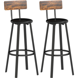 Portland Rustic Brown and Black Faux Leather Bar Stool Set of 2 - Wilko - thumbnail 3