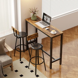 Portland Rustic Brown and Black Faux Leather Bar Stool Set of 2 - Wilko - thumbnail 5