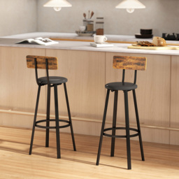Portland Rustic Brown and Black Faux Leather Bar Stool Set of 2 - Wilko - thumbnail 4