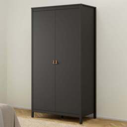 Florence Barcelona 2 Door Matt Black Wardrobe - Wilko