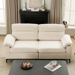 Living and Home 2 Seater White Chenille Sofa - Wilko