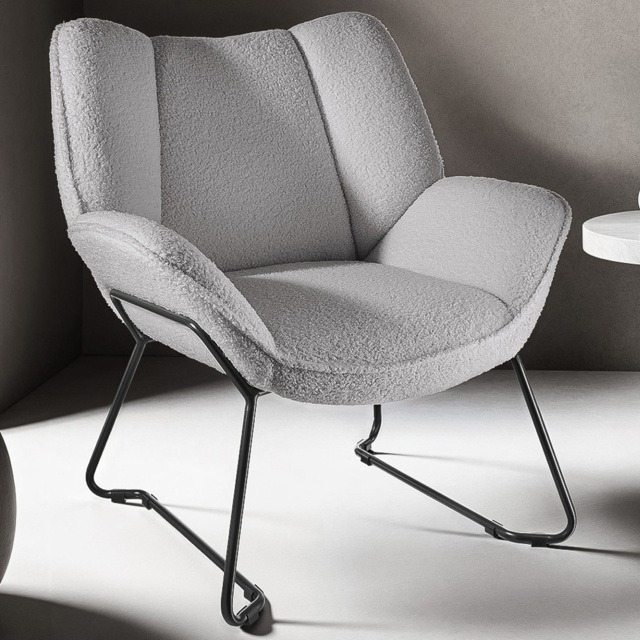 tectake Kjeld Light Grey Boucle Fabric Armchair - Size: Single - Wilko - image 1