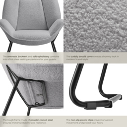 tectake Kjeld Light Grey Boucle Fabric Armchair - Size: Single - Wilko - thumbnail 7