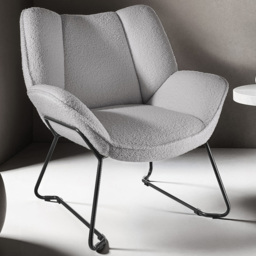 tectake Kjeld Light Grey Boucle Fabric Armchair - Size: Single - Wilko - thumbnail 1