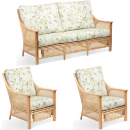 Desser Chester 5 Seater Natural Rattan Floral Fabric Sofa Set - Green - Wilko - thumbnail 3