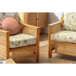 Desser Chester 5 Seater Natural Rattan Floral Fabric Sofa Set - Green - Wilko - thumbnail 6