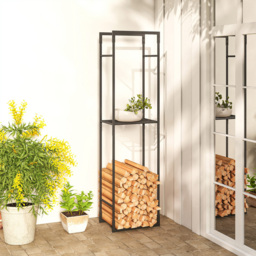 Outsunny Black Metal Firewood Log Holder with Adjustable Shelf 170 x 31 x 45cm - Size: 170 x 45 x 31cm - Wilko - thumbnail 4