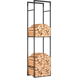 Outsunny Black Metal Firewood Log Holder with Adjustable Shelf 170 x 31 x 45cm - Size: 170 x 45 x 31cm - Wilko