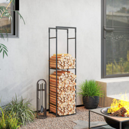 Outsunny Black Metal Firewood Log Holder with Adjustable Shelf 170 x 31 x 45cm - Size: 170 x 45 x 31cm - Wilko - thumbnail 3