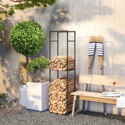 Outsunny Black Metal Firewood Log Holder with Adjustable Shelf 170 x 31 x 45cm - Size: 170 x 45 x 31cm - Wilko - thumbnail 6