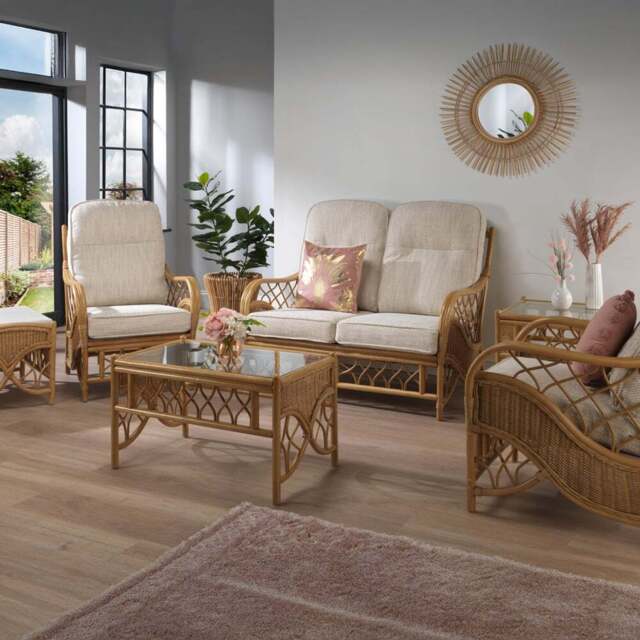 Desser Furniture Oslo 4 Seater Light Oak Jasper Sofa Set with Footstool - Size: 2 Seater - Brown - Wilko - image 1