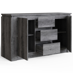 GFW Canyon 2 Door 3 Drawer Charcoal Grey Sideboard - Size: 70 x 119 x 39cm - Wilko - thumbnail 5