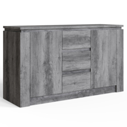GFW Canyon 2 Door 3 Drawer Charcoal Grey Sideboard - Size: 70 x 119 x 39cm - Wilko - thumbnail 3