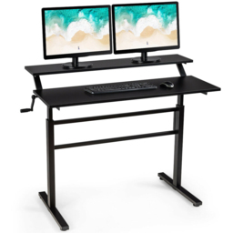 Costway Black 2 Tier Height Adjustable Standing Desk with Crank Handle - Size: 132.1 x 76.2 x 10.16cm - Wilko - thumbnail 5