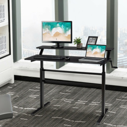 Costway Black 2 Tier Height Adjustable Standing Desk with Crank Handle - Size: 132.1 x 76.2 x 10.16cm - Wilko - thumbnail 6