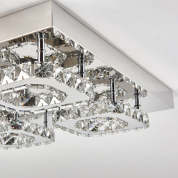 Living and Home 16 inch Square Glamourous crystal LED Ceiling Light - Size: 8 x 42 x 42cm - Clear - Wilko - thumbnail 7
